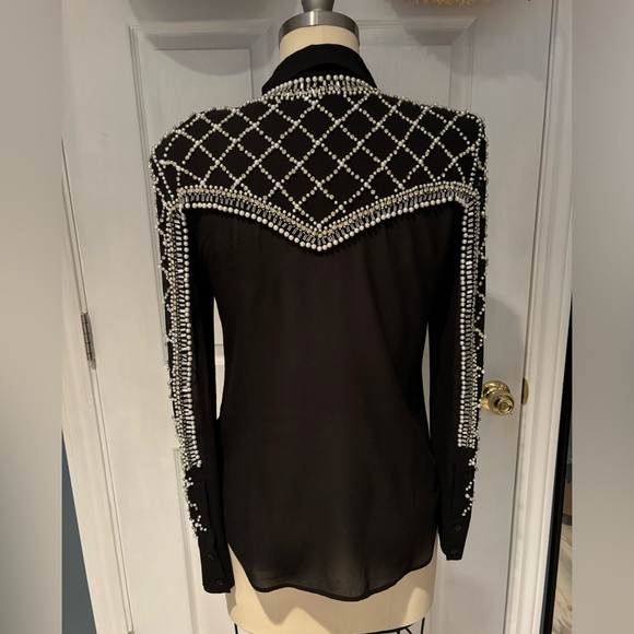 BALMAIN For H&M Silk Blouse Size 6 - Picture 4 of 14